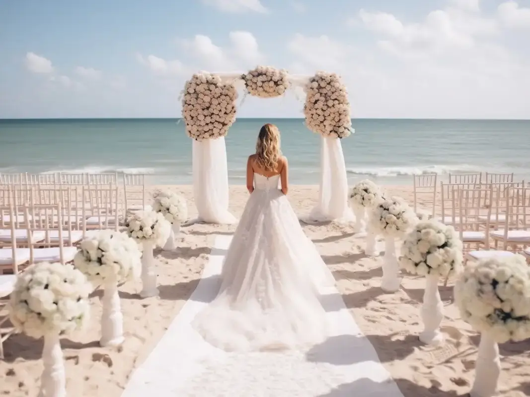 Couple at their Miami Beach wedding ceremony