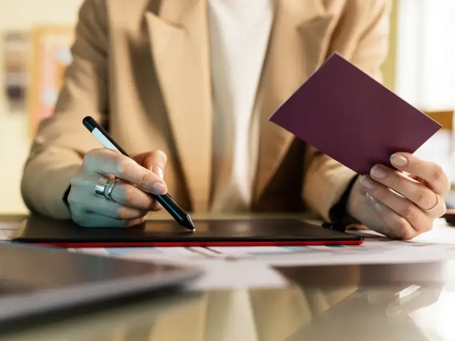 Notary reviewing documents with a client in Miami Beach